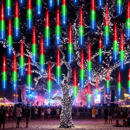 Vista 16 de EAGWELL Luces de Lluvia de Meteoros de Navidad, 20 en 20 Tubos Luces de Lluvia en Cascada con Cambio Automático con 12 Modos, Decoración Navideña