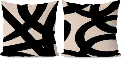 Vista 20 de KEUSPI Fundas de almohada decorativas negras y beige, juego de 4 fundas de almohada negras para sofá, decoración del hogar, estilo boho moderno