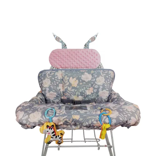 Vista 7 de ICOPUCA Funda para carrito de compras para bebé, 2 en 1 funda de carrito para bebés y silla alta, cubierta acolchada para asiento de carrito de Gris