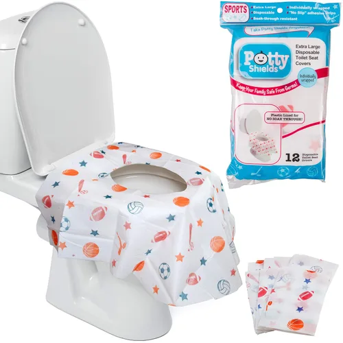 Vista 9 de Cubiertas de asiento de inodoro desechables XL de Potty Shields, paquetes individuales, 6, Original