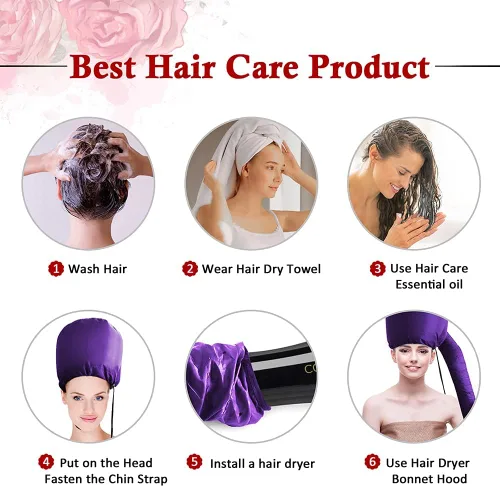 Vista 6 de Secador de pelo – Secador de pelo mejorado con manguera extendida más larga para un fácil peinado, rizado y acondicionamiento profundo, morado