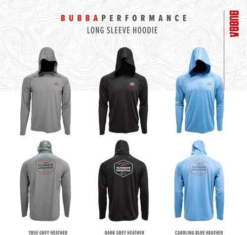 Vista 6 de BUBBA Ultimate Performance Lifestyle Pullover with Hood - UPF 50+ UV Sun Protection - Moisture Wicking - Fishing, Hiking Azul Carolina