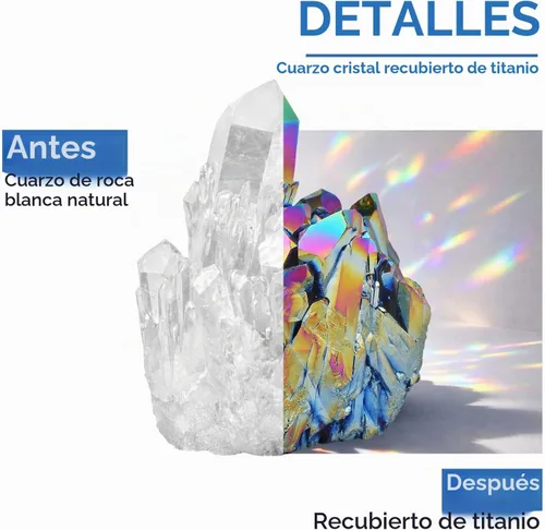 Vista 4 de Geoda Sunyik trozo de cristal revestido en titanio, punta de cuarzo, piedras preciosas #1-Rainbow