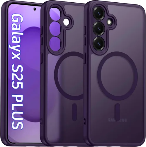 Vista 70 de Oterkin Funda magnética para Samsung Galaxy A17 mate, funda de teléfono A17 compatible con MagSafe esmerilada, translúcida, a prueba de golpes Negro