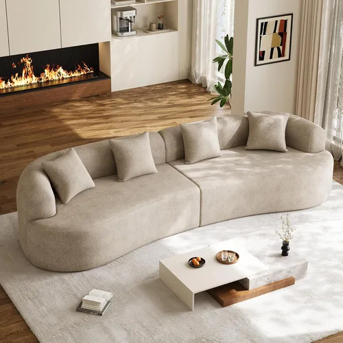 Vista 19 de Sofá seccional de gran tamaño de 147" para sala de estar, sofá moderno de lujo de chenilla suave de 4 plazas extra profundo y ancho con asiento
