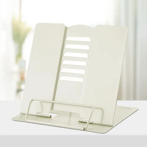 Vista 24 de Honagu Soporte de metal para libros de escritorio, soporte para libros para leer manos libres, soporte ajustable para documentos de libros