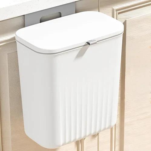 Vista 2 de Sooyee Paquete de 3 cubos de compost de cocina de 12L/3.2 galones para encimera o debajo del fregadero, cubo de basura pequeño colgante con tapa