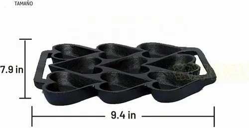 Vista 3 de LI-GELISI Takoyaki - Molde para huevos con forma de corazón, 9 moldes, hierro fundido, panqueque relleno danés