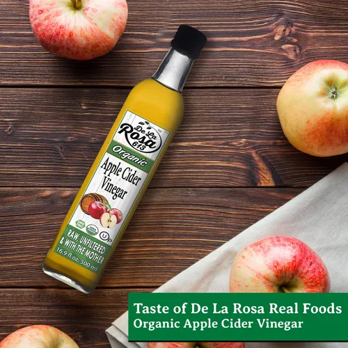 Vista 7 de De La Rosa Vinagre de sidra de manzana orgánico, crudo y sin filtrar, Kosher para Pascua, vegano y sin gluten, ideal para aderezos de ensaladas