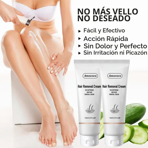 Vista 4 de Kit de crema depilatoria sin dolor, crema depilatoria eficaz para mujeres y hombres, formulada con pepino para una piel suave, removedor de vello