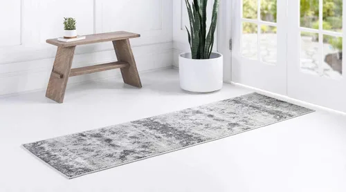 Vista 2 de Unique Loom Metro Collection - Alfombra de área (2 pies x 6 pies 9 pulgadas, gris claro)