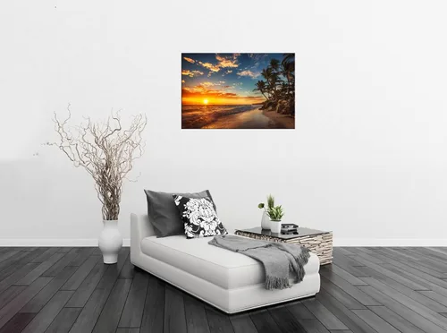 Vista 7 de DZL Art S74769 - Impresión de Pintura en Lienzo Paraíso Isla Tropical Playa con Palmeras Impresión Fotográfica Imágenes de la Naturaleza Arte