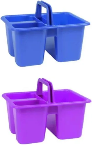 Vista 6 de Kids Arts & Crafts - Pequeños cubos de plástico con asas, 3 compartimentos, colores surtidos, juego de 4
