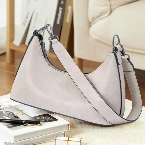 Vista 8 de Caitina Bolso bandolera para mujer, bolsos pequeños de piel vegana, con 3 correas ajustables