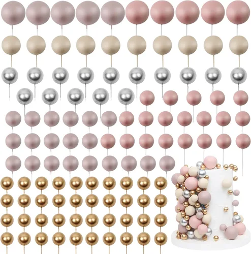 Vista 8 de 115 PCS Adornos para Pasteles de Pelota - Decoraciones de Pastel de Mini Globos Pelota de Espuma Palillos para Cupcakes Adornos Insertables DIY