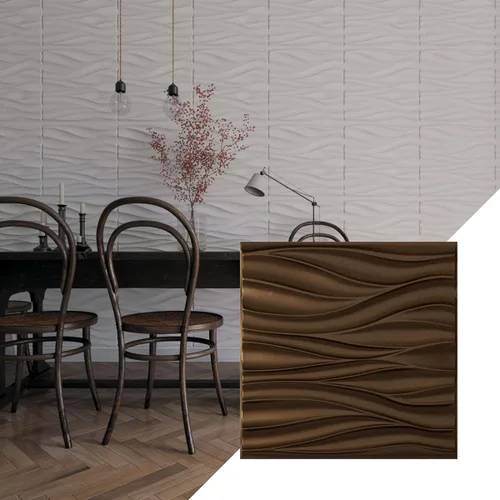 Vista 17 de Ekena Millwork 19 5/8 pulgadas de ancho x 19 5/8 pulgadas de alto, ondulado EnduraWall decorativo 3D, cobre envejecido (cubre 2.67 pies cuadrados).