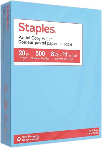 Vista 11 de Staples Papel multiusos pastel reciclado, 20 libras, 8.5 x 11 pulgadas, surtido, 400 hojas/paquete