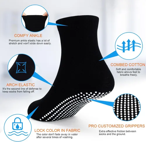 Vista 5 de GRPSKCOS Calcetines para bebés con agarre, 9 pares de calcetines antideslizantes para niños