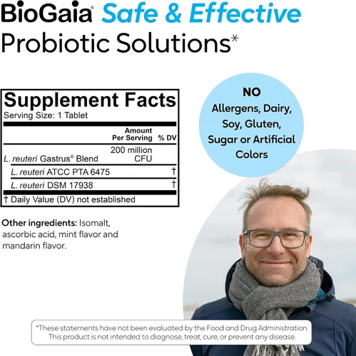 Vista 7 de BioGaia Gastrus Probiótico para la Salud Intestinal Alivia el Malestar Abdominal, los Gases y la Hinchazón Promueve la Regularidad y un