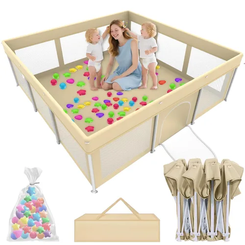Vista 11 de Corralito plegable de 50 x 50, parque infantil plegable ultraportátil, desplegado al instante en tres segundos, corral seguro para bebé con malla