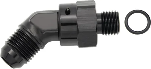Vista 3 de Adaptador de riel de bomba de combustible macho de aluminio de radio de alto flujo 45 grados 6AN macho a 4AN macho con junta tórica AN4 ORB, negro