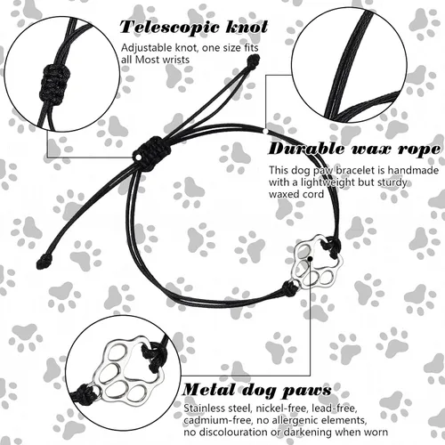 Vista 32 de PLwelth Pulseras de perro de cachorro para mujeres y hombres, regalos conmemorativos para amantes de las mascotas, regalos de amistad para ella, sus