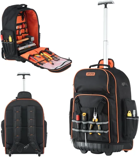 Vista 10 de VEVOR Mochila de Herramientas, 49 Bolsillos, Organizador de Almacenamiento de Herramientas de Servicio Pesado, Bolsas de Trabajo Mochila