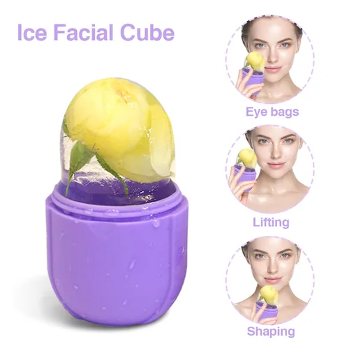 Vista 2 de Rodillo de hielo para cara, rodillo facial de hielo de belleza púrpura para el cuidado de la piel de la cara y los ojos, el cuello de la piel