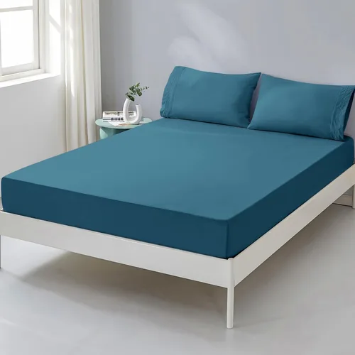 Vista 17 de Sábana bajera ajustable floral con fundas de almohada, 100% microfibra cepillada, sábana bajera ajustable con bolsillo profundo, ultrasuave