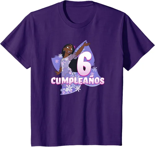 Vista 3 de Disney Encanto Birthday Isabela - Camiseta de 6 cumpleaños, Morado, S