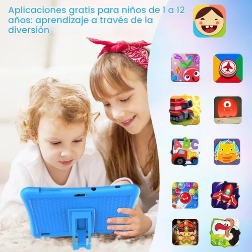 Vista 2 de Tableta para niños de 10 pulgadas Android 13 con estuche a prueba de golpes, Quad-Core 32GB, 512GB ampliable, control parental, aplicaciones Azul