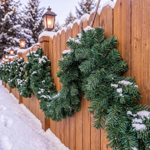 Vista 14 de 2 guirnaldas navideñas de pino de Alaska de 6 pies de grosor Verde