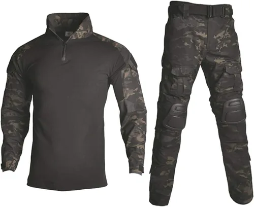 Vista 12 de HARGLESMAN Men's Tactical Military Suits Long Sleeve Uniforms Combat Shirt and Pants with Knee Pads ACU
