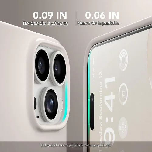 Vista 6 de GONEZ Funda de silicona para iPhone 15 Pro Max, compatible con Magsafe, protector de cámara + protector de pantalla, forro de microfibra suave