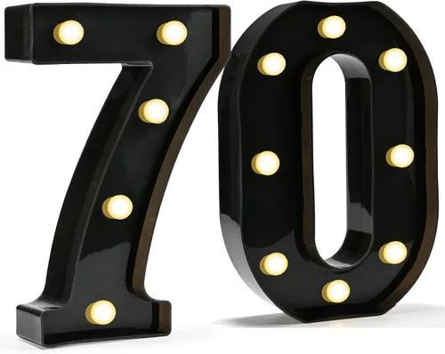 Vista 33 de Pooqla - Números iluminados negros, decoraciones de cumpleaños 50 para hombres Number 50