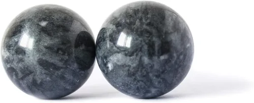 Vista 2 de Bolas de Baoding chinas, color gris oscuro, para ejercicio de salud, bolas de mano para el estrés, bolas de mármol para medicina china natural