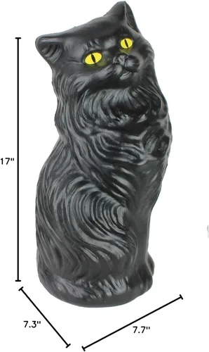 Vista 5 de Banco negro para gatos de Halloween de 17" con ojos amarillos