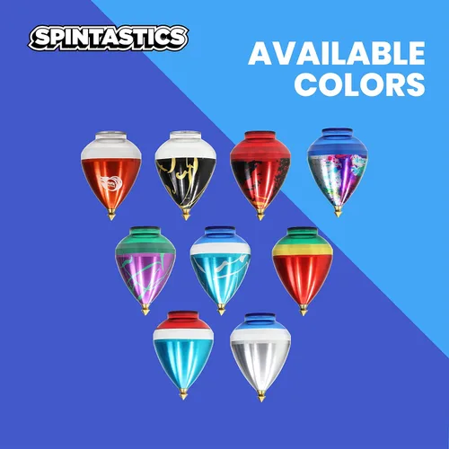 Vista 8 de Spintastics Quicksilver Hybrid Spin Top - Punta fija (azul y rojo)