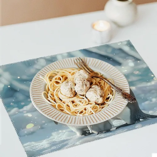 Vista 6 de Penguin Family Placemats Set of 6 Resistant Table Mats Washable Place Mats for Dinner Party Table Decoration