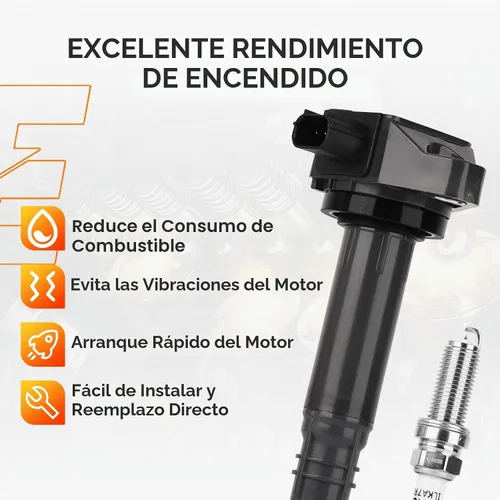 Vista 2 de Paquete de bobinas UF712 y kit de bujías iridio para Accord CR-V ILX TLX
