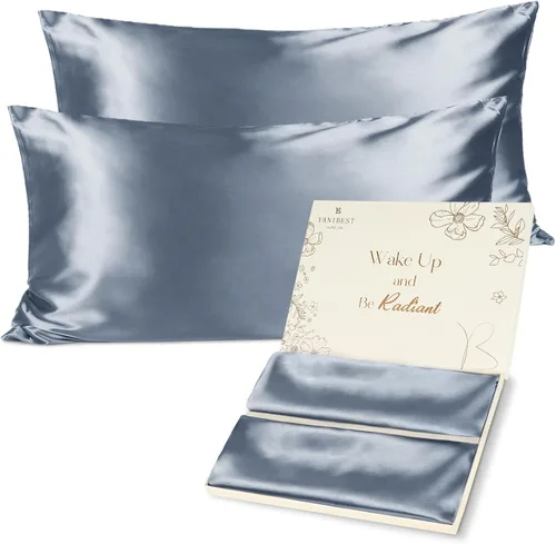 Vista 8 de Yanibest Funda de almohada de satén, fundas de almohada de seda para cabello y piel con cremallera, juego de 2 fundas de almohada estándar para 20 x