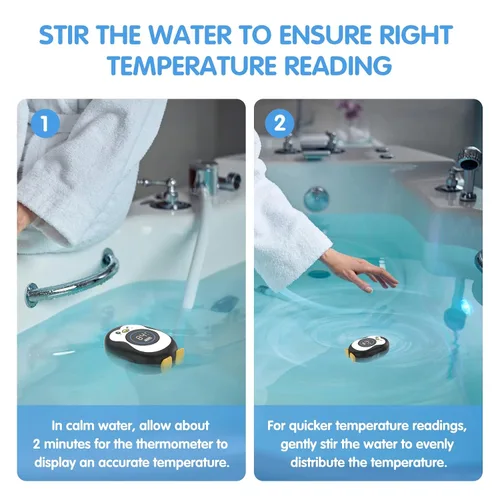 Vista 4 de Termómetro de baño recargable, termómetro de seguridad para baby shower, termómetro de agua para bañera de encendido/apagado automático con anillo
