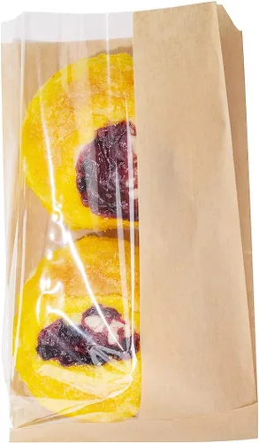 Vista 14 de Bag Tek Bolsa de pan rectangular de papel kraft pequeña - con ventana lateral - 4 3/4" x 2 3/4" x 8 1/2" - Caja de 100 unidades - Restaurantware