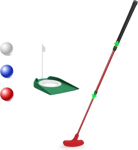 Vista 9 de MultiOutools Putters de golf para hombres y mujeres, paquete de 2 juegos de palos de golf ajustables con 6 bolas y 2 copas de bandera, mini putters
