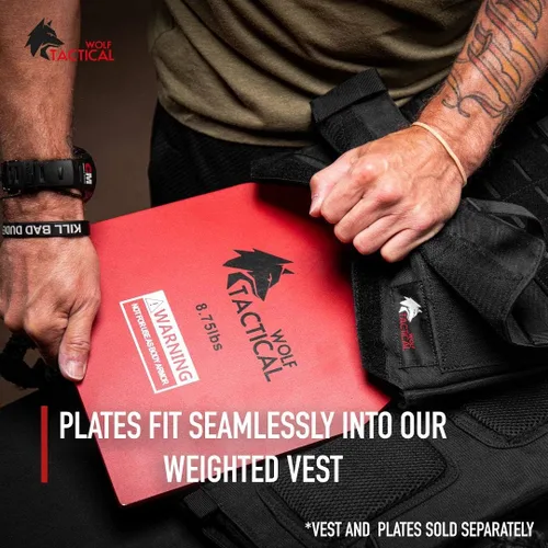 Vista 4 de WOLF TACTICAL Chaleco con peso y placas de chaleco de peso (negro, 14.5 libras)