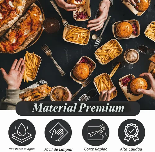 Vista 4 de Mantel desechable de plástico para mesas: 54 pulgadas x 120 pies, cubierta de mesa de plástico con cortador fácil de deslizar, manteles de plástico