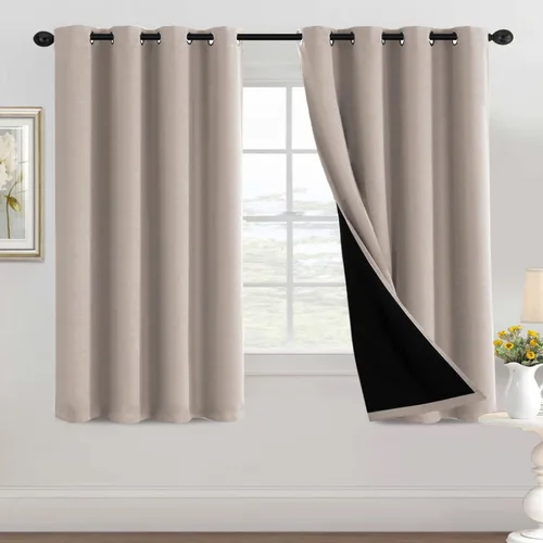 Vista 48 de H.VERSAILTEX Cortinas 100% de opacidad con aislamiento térmico, cortinas opacas completas para sala de estar, cortinas de ventana de eficiencia