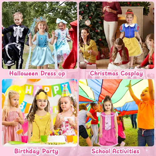 Vista 6 de Tacobear Princess Dress Up Clothes for Little Girls Dress Up Trunk Set Elsa Mermaid Snow White Belle Sleeping Beauty Pretend Play Costume Halloween