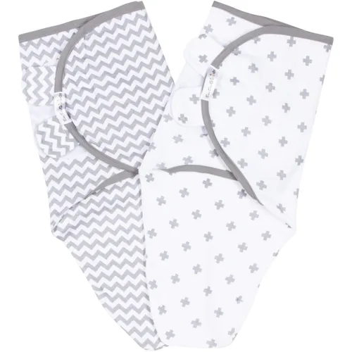 Vista 4 de BaeBae Goods Juego de 4 mantas para envolver al bebé, para niños y niñas, hechas de algodón suave (flechas grises, 0-3 meses)
