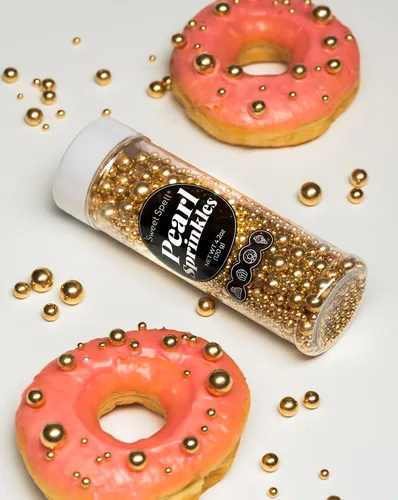 Vista 4 de Sweet Spell Bolas de perlas comestibles doradas para decoración de pasteles Dorado